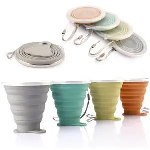 Silicone Collapsible Travel Cup - Silicone Folding Camping Cup with Lids - Expandable Drinking Cup Set - Portable, Graduated Silicone Collapsible Travel Cup - Silicone Folding Camping Cup with Lids - Expandable Drinking Cup Set - Portable, Graduated