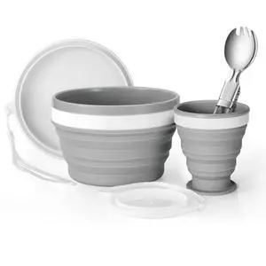 Camping Collapsible Silicone Cup and Bowl Set, Portable Mess Kit Camping Collapsible Silicone Cup and Bowl Set, Portable Mess Kit