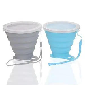 Silicone Collapsible Cups for Camping Travel, Small Portable Drinking Cup with Lids Reusable for Outdoor Hiking 270ml (Blue/Gray, 2 Pack) Silicone Collapsible Cups for Camping Travel, Small Portable Drinking Cup with Lids Reusable for Outdoor Hiking 270ml (Blue/Gray, 2 Pack)