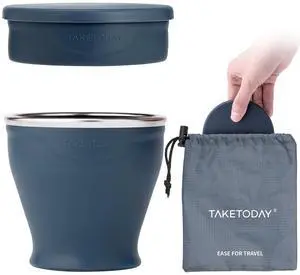 Collapsible Cup 8 oz, Foldable with Lid for Travel, Navy Collapsible Cup 8 oz, Foldable with Lid for Travel, Navy