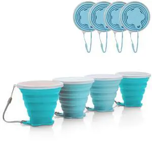 Silicone Collapsible Travel Cup, 4 Pack Silicone Folding Camping Cup with Lids Expandable Drinking Cup Set BPA Free Reusable Portable Graduated for Outdoor Hiking Travel Silicone Collapsible Travel Cup, 4 Pack Silicone Folding Camping Cup with Lids Expandable Drinking Cup Set BPA Free Reusable Portable Graduated for Outdoor Hiking Travel