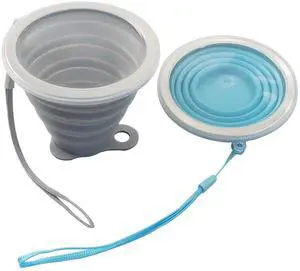 Silicone Collapsible Cups for Camping Traveling, Small Portable Foldable Drinking Cup with Lid for Outdoor Hiking (270ml, Blue/Gray) Silicone Collapsible Cups for Camping Traveling, Small Portable Foldable Drinking Cup with Lid for Outdoor Hiking (270ml, Blue/Gray)