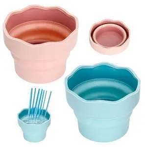 2 Pcs Collapsible Silicone Paint Brush Washers for Watercolor & Oil Paint 2 Pcs Collapsible Silicone Paint Brush Washers for Watercolor & Oil Paint