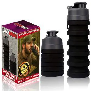 Spittoon for Chewing Tobacco | Portable Spit Cup, Collapsible Silicone Dip Spitting Accessories | Spill Resistant Spitter Jug with Lid | Travel Spitune 17 Oz, Black (Black) Spittoon for Chewing Tobacco | Portable Spit Cup, Collapsible Silicone Dip Spitting Accessories | Spill Resistant Spitter Jug with Lid | Travel Spitune 17 Oz, Black (Black)