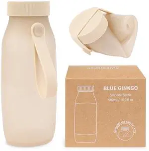 Collapsible Water Bottle Lightweight, Foldable Silicone Bottle for Travel, Hiking, and Camping (16.9oz, Made in Korea, Sand Beige) Collapsible Water Bottle Lightweight, Foldable Silicone Bottle for Travel, Hiking, and Camping (16.9oz, Made in Korea, Sand Beige)