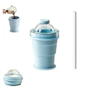 Collapsible Silicone Ice Ball Maker Cup, Reusable Portable Ice Sphere Mold With Straw & Lid,Leakproof Travel Tumbler For Whiskey,Coffee,Juice (BLUE) Collapsible Silicone Ice Ball Maker Cup, Reusable Portable Ice Sphere Mold With Straw & Lid,Leakproof Travel Tumbler For Whiskey,Coffee,Juice (BLUE)
