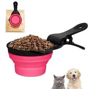 Collapsible Dog Food Scoop Foldable Pet Food Bag Clip 3 in 1 Multi-function Silicone Cat Food Measuring Cup Scoop Dog Food Scooper Pet Food Storage Clip (Rose Red, 1 Cup Capacity(1 Pack)) Collapsible Dog Food Scoop Foldable Pet Food Bag Clip 3 in 1 Multi-function Silicone Cat Food Measuring Cup Scoop Dog Food Scooper Pet Food Storage Clip (Rose Red, 1 Cup Capacity(1 Pack))