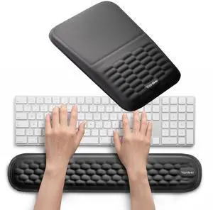 Keyboard & Mouse Wrist Rest Set Ergonomic Pain-Relief Support, Memory Foam Wrist Cushion with 8° Slope & Massage Nubs, Non-Slip PU Base, Relieves Wrist Pain & Carpal Tunnel from Long Typing Keyboard & Mouse Wrist Rest Set Ergonomic Pain-Relief Support, Memory Foam Wrist Cushion with 8° Slope & Massage Nubs, Non-Slip PU Base, Relieves Wrist Pain & Carpal Tunnel from Long Typing