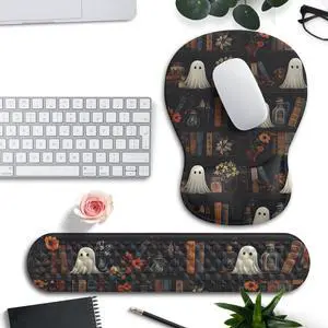 Ghost Book Mousepad with Wrist Rest Halloween Computer Keyboard Mouse Pad Black Cute, Mouse Pad with Wrist Rest for Computer Keyboard, 2 In1 Mousepad with Wrist Support Easy Typing&Relieve Wrist Pai Ghost Book Mousepad with Wrist Rest Halloween Computer Keyboard Mouse Pad Black Cute, Mouse Pad with Wrist Rest for Computer Keyboard, 2 In1 Mousepad with Wrist Support Easy Typing&Relieve Wrist Pai