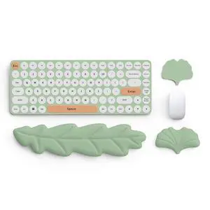 Keyboard Wrist Rest Pad Set, Leaf Shape PU Leather Memory Foam Wrist Cushion Support,Mouse Wrist Rest Pad,Non-Slip Wrist Support for Easy Typing Pain Relief, Green Leaf Keyboard Wrist Rest Pad Set, Leaf Shape PU Leather Memory Foam Wrist Cushion Support,Mouse Wrist Rest Pad,Non-Slip Wrist Support for Easy Typing Pain Relief, Green Leaf