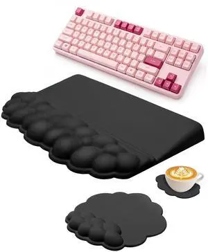 Ergonomic Cloud Wrist Rest Set for Keyboard and Mouse, Black Ergonomic Cloud Wrist Rest Set for Keyboard and Mouse, Black