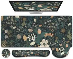 Desk Cover Mat, 4in1 Floral Large Mouse Pad with Wrist Rest, Desk Matt for Desktop, Anti-Slip XXL Big Computer Ergonomic Mousepad with Wrist Support for Keyboard and Mouse (Weeds) Desk Cover Mat, 4in1 Floral Large Mouse Pad with Wrist Rest, Desk Matt for Desktop, Anti-Slip XXL Big Computer Ergonomic Mousepad with Wrist Support for Keyboard and Mouse (Weeds)
