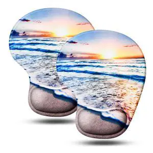 Ergonomic Mouse Pad with Gel Wrist Rest 2 Pack, Portable Small Beach Ergonomic Mouse Pad with Gel Wrist Rest 2 Pack, Portable Small Beach
