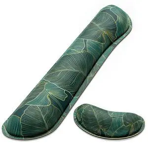 Enlarge Keyboard Wrist Rest, Memory Foam Wrist Cushion for Desk Mats Support, Cute Pain Relief Keyboard Mouse Pad Rests Set with Non-Slip Base for Gaming Laptop Office Computer, Green Leaf Enlarge Keyboard Wrist Rest, Memory Foam Wrist Cushion for Desk Mats Support, Cute Pain Relief Keyboard Mouse Pad Rests Set with Non-Slip Base for Gaming Laptop Office Computer, Green Leaf