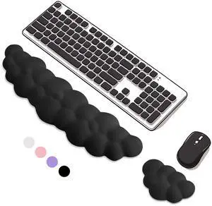 Keyboard Wrist Rest Mouse Wrist Support Set, Cloud Keybroad Wrist Rest Pad with Non-Slip PU Base, Memory Foam Wrist Rest for Pain Relief Computer Laptop Gaming Home Office, Black Keyboard Wrist Rest Mouse Wrist Support Set, Cloud Keybroad Wrist Rest Pad with Non-Slip PU Base, Memory Foam Wrist Rest for Pain Relief Computer Laptop Gaming Home Office, Black