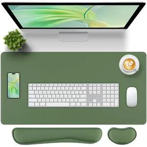 Green Leather Desk Pad and Keyboard Wrist Rest, 31.5"x15.7" Green Leather Desk Pad and Keyboard Wrist Rest, 31.5"x15.7"