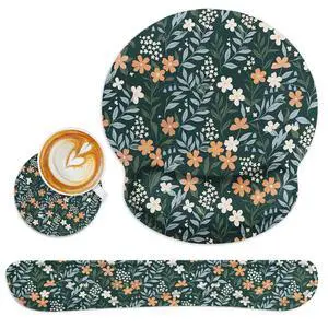 Ergonomic Mouse Pad Set with Wrist Rest, Floral Wildflower Ergonomic Mouse Pad Set with Wrist Rest, Floral Wildflower