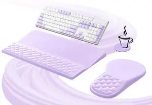 Ergonomic Mouse Pad and Keyboard Stand Wrist Rest Set, Memory Foam Comfort, Pain Relief for Typing, Office Desk Accessories, Purple Ergonomic Mouse Pad and Keyboard Stand Wrist Rest Set, Memory Foam Comfort, Pain Relief for Typing, Office Desk Accessories, Purple