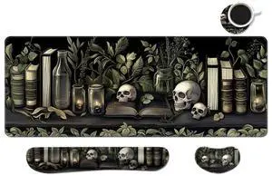 Keyboard Mouse Pad Set, Extended Gaming Mouse Pad+Ergonomics Keyboard Wrist Rest Support, Memory Foam, Easy Typing Pain Relief, 4Pcs XXL Ultra Thick Desk Mat, Dark Academia Keyboard Mouse Pad Set, Extended Gaming Mouse Pad+Ergonomics Keyboard Wrist Rest Support, Memory Foam, Easy Typing Pain Relief, 4Pcs XXL Ultra Thick Desk Mat, Dark Academia