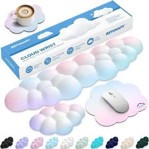 Cloud Wrist Rest Keyboard Cushion and Cloud Mouse Pad, Rainbow Cloud Wrist Rest Keyboard Cushion and Cloud Mouse Pad, Rainbow