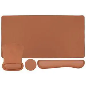 Keyboard Mouse Pad Set, PU Leather Large Gaming Mousepad, Brown Keyboard Mouse Pad Set, PU Leather Large Gaming Mousepad, Brown