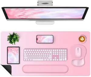4-in-1 Large Gaming Mouse Pad, Keyboard Wrist Rest Pad & Wrist Support Mousepad Set, Extended Desk Pad Waterproof Desk Mat for Girl Women Home Office Decor Study Game 35.4×15.7 Inches I Soft Pink 4-in-1 Large Gaming Mouse Pad, Keyboard Wrist Rest Pad & Wrist Support Mousepad Set, Extended Desk Pad Waterproof Desk Mat for Girl Women Home Office Decor Study Game 35.4×15.7 Inches I Soft Pink