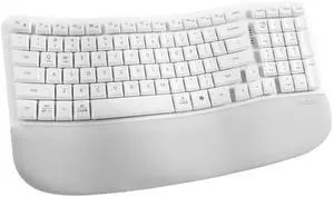 Wave Keys Wireless Ergonomic Keyboard with Cushioned Palm Rest, 2.4GHz Ergo Cordless USB Computer Keyboard, Comfortable Natural Typing, for Laptop, Mac, Windows (White) Wave Keys Wireless Ergonomic Keyboard with Cushioned Palm Rest, 2.4GHz Ergo Cordless USB Computer Keyboard, Comfortable Natural Typing, for Laptop, Mac, Windows (White)