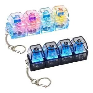 Keyboard Fidget Toy, Keyboard Clicker Fidget with 4-Key Light-Up Design, Keyboard Fidget Keychain, Black & White 2-Piece Set Keyboard Fidget Toy, Keyboard Clicker Fidget with 4-Key Light-Up Design, Keyboard Fidget Keychain, Black & White 2-Piece Set