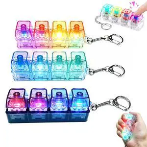 Keyboard Fidget Keychain with LED Lights Stress Relief Clicker Toy Perfect for Office, Study & Gift Giving, Cute Keychain for Adults & Kids (Transparent) Keyboard Fidget Keychain with LED Lights Stress Relief Clicker Toy Perfect for Office, Study & Gift Giving, Cute Keychain for Adults & Kids (Transparent)