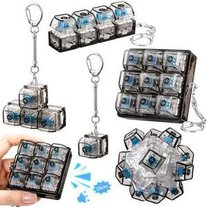 Keyboard Fidget Clicker Keychains in 5 Styles, Back to School Gift Fidget Mechanical Button Clicker Stress Relief Gift for First Day of School Office Home(Black Transparent) Keyboard Fidget Clicker Keychains in 5 Styles, Back to School Gift Fidget Mechanical Button Clicker Stress Relief Gift for First Day of School Office Home(Black Transparent)