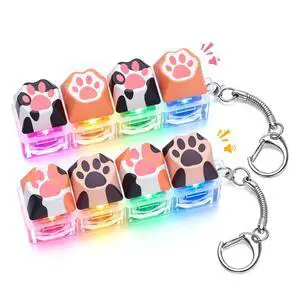 Cat Paw Keyboard Fidget Toy, Clicker Keychain with LED Light Cat Paw Keyboard Fidget Toy, Clicker Keychain with LED Light