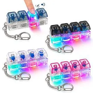 Light Up Keyboard Fidget Toy, 4-Key LED Keyboard Fidget Clicker Keychain with RGB Lights, Portable Mechanical-Style Sensory Desk Toy for Adults and Teens Light Up Keyboard Fidget Toy, 4-Key LED Keyboard Fidget Clicker Keychain with RGB Lights, Portable Mechanical-Style Sensory Desk Toy for Adults and Teens