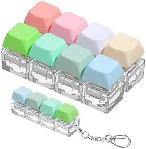 Keyboard Fidget Toy,2 Pcs Button Finger Clicker Keychain 4-in-1 to Relief Stress Anxiety for Adults (Green Pink Yellow White ) Keyboard Fidget Toy,2 Pcs Button Finger Clicker Keychain 4-in-1 to Relief Stress Anxiety for Adults (Green Pink Yellow White )