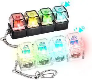 Keyboard Fidget Toy, Loud & Silent Fidget Keychain with LED Lights, Stress Relief Clicker Fidget Keyboard, Boost Focus and Calm Anxiety for Library Office Home Keyboard Fidget Toy, Loud & Silent Fidget Keychain with LED Lights, Stress Relief Clicker Fidget Keyboard, Boost Focus and Calm Anxiety for Library Office Home