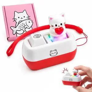Cute Cat Clicker Keychain Toy with Meow Sound & LED Light, Mini Keyboard Fidget Toy, Backpack Charm, Portable Sensory Gift for Kids, Teens & Cat Lovers Cute Cat Clicker Keychain Toy with Meow Sound & LED Light, Mini Keyboard Fidget Toy, Backpack Charm, Portable Sensory Gift for Kids, Teens & Cat Lovers
