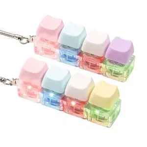 2 pcs Keyboard Fidget Toy Light Up, Loud Fidget Keyboard Clicker, Keychain 4-in-1 with cat keycaps, for Adult to Relief StressColorful 2 pcs Keyboard Fidget Toy Light Up, Loud Fidget Keyboard Clicker, Keychain 4-in-1 with cat keycaps, for Adult to Relief StressColorful