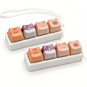 Keyboard Fidget Clicker, 4 Keys Clicky Keyboards Keychain Fidgets for Adults, Creamy Stress Relief Button Finger Cat Keycaps for Anxiety Decompression (2 Pcs) Keyboard Fidget Clicker, 4 Keys Clicky Keyboards Keychain Fidgets for Adults, Creamy Stress Relief Button Finger Cat Keycaps for Anxiety Decompression (2 Pcs)