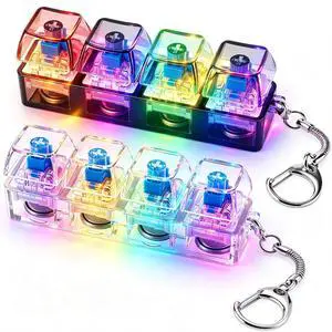 Keyboard Fidget Toy Light Up Clicker with Clear Keycaps Keychain Keyboard Fidget Toy Light Up Clicker with Clear Keycaps Keychain