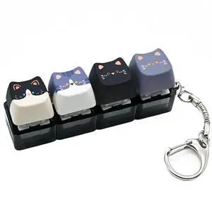 Keyboard Fidget Clicker Keychain, 4 Cat Keys Clicky Keyboards Fidgets for Adults, Stress Relief Button Finger Keycaps for Anxiety Decompression (Black 1Pcs) Keyboard Fidget Clicker Keychain, 4 Cat Keys Clicky Keyboards Fidgets for Adults, Stress Relief Button Finger Keycaps for Anxiety Decompression (Black 1Pcs)