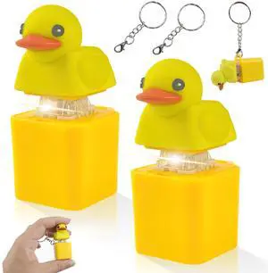 2Pcs Duck Quacking Fidget Toys Keychain, Ducky Caps Keychains Squeaky 2Pcs Duck Quacking Fidget Toys Keychain, Ducky Caps Keychains Squeaky