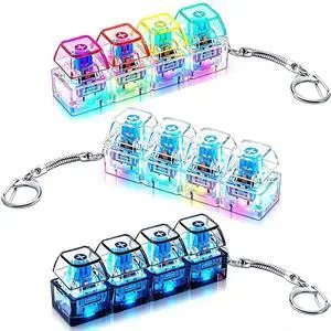 3 Pcs Keyboard Fidget Toy, Clickers Keyboard Keychain with LED Lights 3 Pcs Keyboard Fidget Toy, Clickers Keyboard Keychain with LED Lights