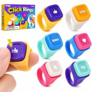 Fidget Toys Kids Clicker Fidgets: 6 Pack Finger Rings with Keycap-Style Buttons - ADHD Tools for Kids with Autism - Desk Fidgets for Classroom, Travel, and Waiting Time Fidget Toys Kids Clicker Fidgets: 6 Pack Finger Rings with Keycap-Style Buttons - ADHD Tools for Kids with Autism - Desk Fidgets for Classroom, Travel, and Waiting Time