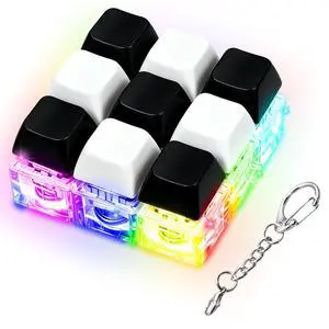 LED Light Keyboard Fidget Toy for Adults Kids, Glow Keyboard Fidget Keychain 9 in 1 Stress Relief Keyboard Decompression Button Finger Clicker Toys, Button Fidget Gifts to Relief Stress(Black White) LED Light Keyboard Fidget Toy for Adults Kids, Glow Keyboard Fidget Keychain 9 in 1 Stress Relief Keyboard Decompression Button Finger Clicker Toys, Button Fidget Gifts to Relief Stress(Black White)