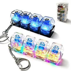 Keyboard Fidget Toys, LED Light Up Clicky Mechanical Keychain Stress Relief Keyboard Fidget Toys, LED Light Up Clicky Mechanical Keychain Stress Relief