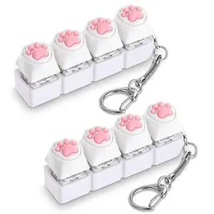 2 PCS Cat Paw Keyboard Fidget Toys, Cute No Light Keyboard Clicker Fun Fidget Sensory Toys Mechanical Clicky Key Button Keychain Gift for Office Desk Work Focus Adult Halloween 2 PCS Cat Paw Keyboard Fidget Toys, Cute No Light Keyboard Clicker Fun Fidget Sensory Toys Mechanical Clicky Key Button Keychain Gift for Office Desk Work Focus Adult Halloween