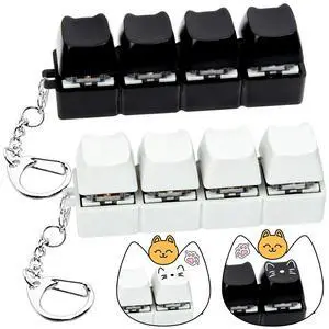2 PCS White & Black Keyboard Fidget Toy, Cat Shape Keyboard Fidget Keychain 4-in-1 Keyboard Decompression Button Finger Clicker Toys, Button Stress Relief Fidget Gifts to Relief Stress (Cat) 2 PCS White & Black Keyboard Fidget Toy, Cat Shape Keyboard Fidget Keychain 4-in-1 Keyboard Decompression Button Finger Clicker Toys, Button Stress Relief Fidget Gifts to Relief Stress (Cat)