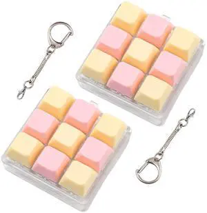 2 Pcs Creamy Keyboard Fidget Toy, 9 Keys Cute Clicker Fidget Keyboard for Adults Stress Relief and Anxiety Decompression Pink Keyboard Keychain Fidget 2 Pcs Creamy Keyboard Fidget Toy, 9 Keys Cute Clicker Fidget Keyboard for Adults Stress Relief and Anxiety Decompression Pink Keyboard Keychain Fidget