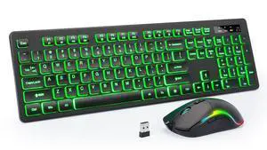 Light Up Keyboard and Mouse Wireless, Adjustable Brightness & Color, Rechargeable, Light Up Letters2.4G USB Full Size Backlit Keyboard Mouse for Windows, PC, Laptop, Desktop, Gaming Light Up Keyboard and Mouse Wireless, Adjustable Brightness & Color, Rechargeable, Light Up Letters2.4G USB Full Size Backlit Keyboard Mouse for Windows, PC, Laptop, Desktop, Gaming
