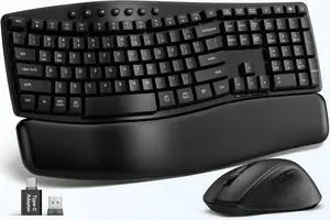 Wireless Keyboard and Mouse Combo, Quiet Ergonomic Wave Keyboard Set with Soft Leather Palm Rest, Dual-System Switch for Windows/Mac, Ideal for Business Teams Home Office Wireless Keyboard and Mouse Combo, Quiet Ergonomic Wave Keyboard Set with Soft Leather Palm Rest, Dual-System Switch for Windows/Mac, Ideal for Business Teams Home Office