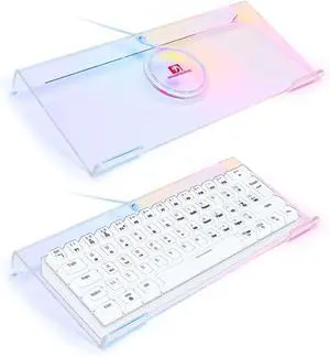 Acrylic Computer Keyboard Holder, 366 Kinds RGB Compact Tray, Gaming USB Interface Titled Stand, Ergonomic Typing Clear Riser for Office Desk, PC Acrylic Computer Keyboard Holder, 366 Kinds RGB Compact Tray, Gaming USB Interface Titled Stand, Ergonomic Typing Clear Riser for Office Desk, PC